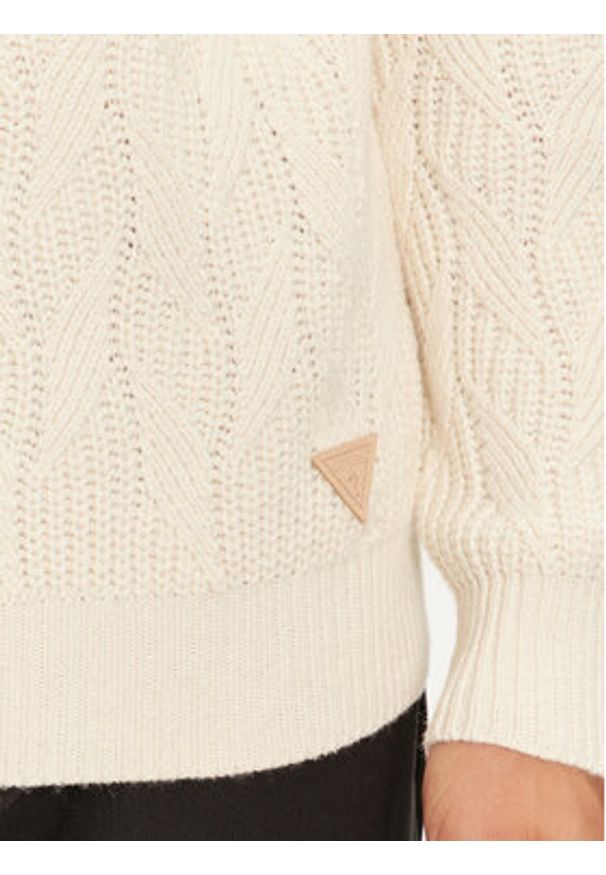 Guess Sweter Evander M4BR19 Z3HD1 Beżowy Regular Fit. Kolor: beżowy. Materiał: bawełna, syntetyk
