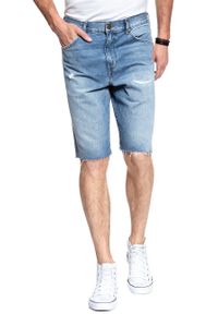 Wrangler - KRÓTKIE SPODENKI WRANGLER DENIM SHORT BLUE LAND W14CGW15W. Materiał: denim. Długość: krótkie #6