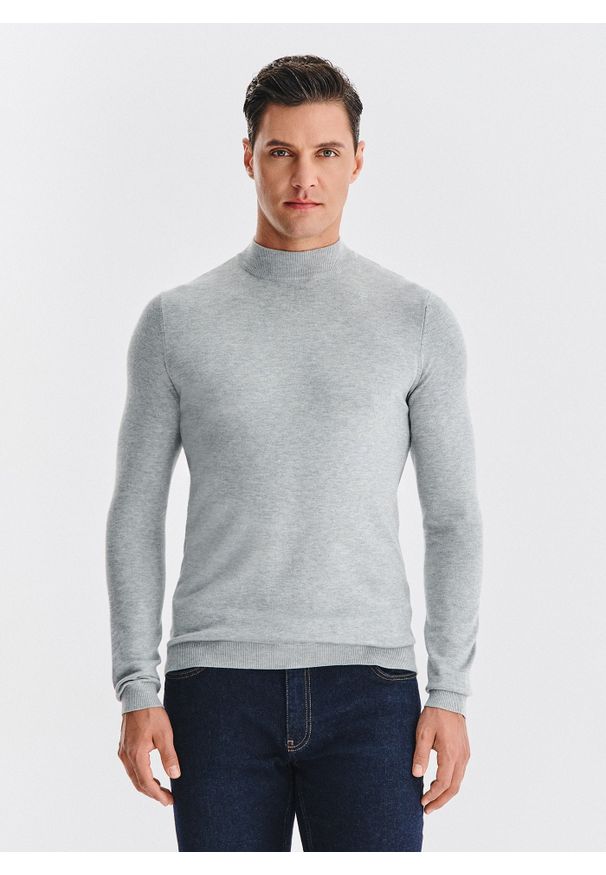 Pako Lorente - PAKO LORENTE – Szary półgolf męski. Okazja: na co dzień. Kolor: czarny, szary, beżowy. Materiał: poliester, wiskoza. Sezon: jesień. Styl: casual