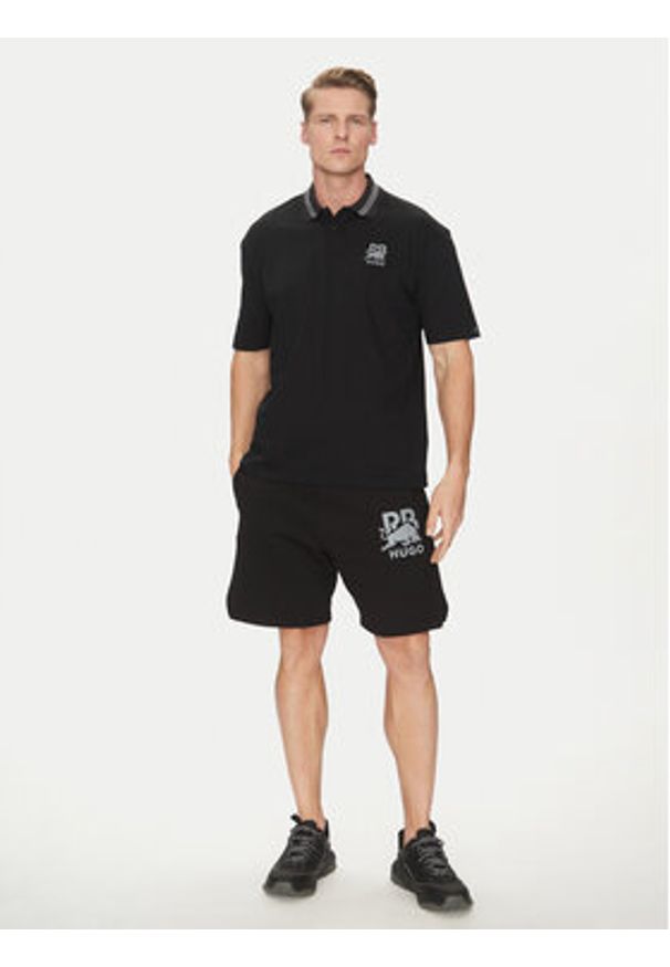 Hugo - HUGO Polo Dodac_RB 50542748 Czarny Regular Fit. Typ kołnierza: polo. Kolor: czarny. Materiał: bawełna