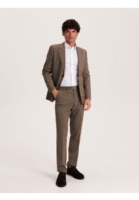 Reserved - Spodnie slim z domieszką wełny - brązowy. Kolor: brązowy. Materiał: wełna