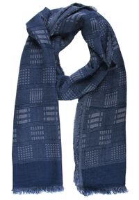 Lekki Szalik Wiosenno-Jesienny - Teer - Niebieska Krata. Okazja: na spacer. Kolor: niebieski. Materiał: wiskoza. Sezon: wiosna, jesień. Styl: elegancki #1