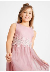 Sukienka dziewczęca na uroczyste okazje bonprix jasnoróżowo-biały. Kolor: fioletowy. Materiał: koronka #3