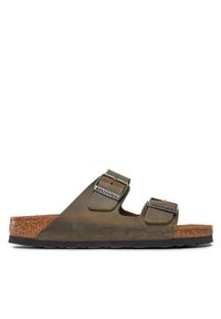 Birkenstock Klapki Arizona 1027039 Khaki. Kolor: brązowy. Materiał: skóra