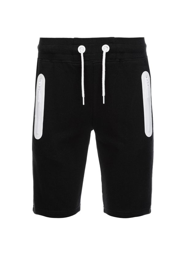 Ombre Clothing - Krótkie spodenki męskie dresowe - czarne V3. Okazja: na co dzień. Kolor: czarny. Materiał: dresówka. Długość: krótkie. Wzór: nadruk. Sezon: wiosna, lato. Styl: klasyczny, casual