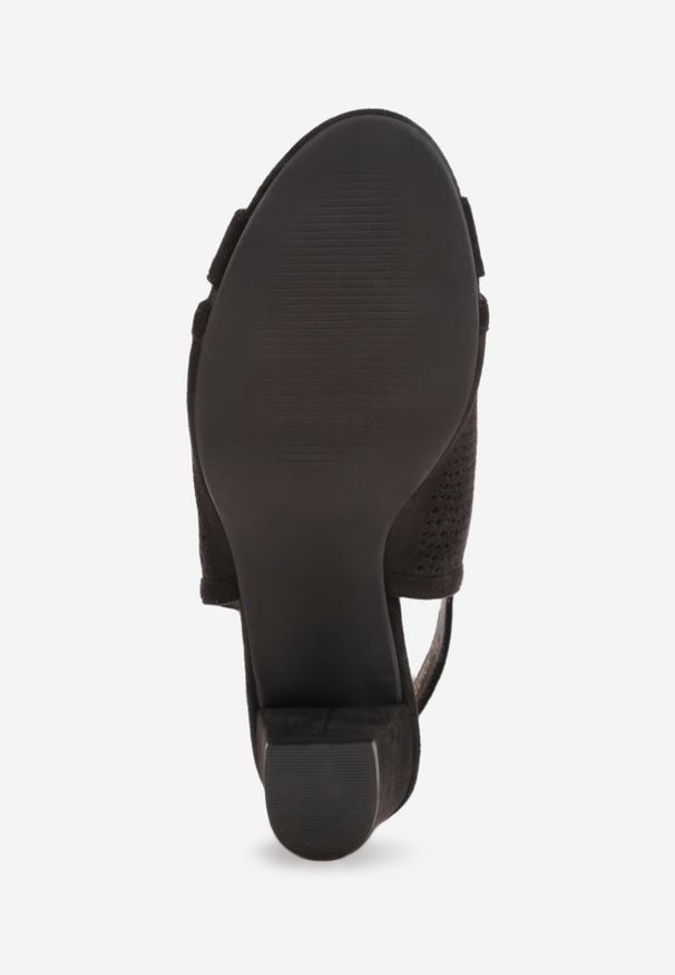 Born2be - Czarne Ażurowe Sandały Vices na Obcasie ze Skórzaną Wkładką Nevidas. Okazja: na co dzień. Zapięcie: sprzączka. Kolor: czarny. Materiał: skóra. Wzór: ażurowy. Obcas: na obcasie. Styl: elegancki, casual. Wysokość obcasa: średni