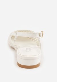 Born2be - Białe Sandały Ozdobione Plecionką Melorah. Okazja: na co dzień. Zapięcie: sprzączka. Kolor: biały. Materiał: jeans. Wzór: aplikacja. Styl: casual, elegancki #5