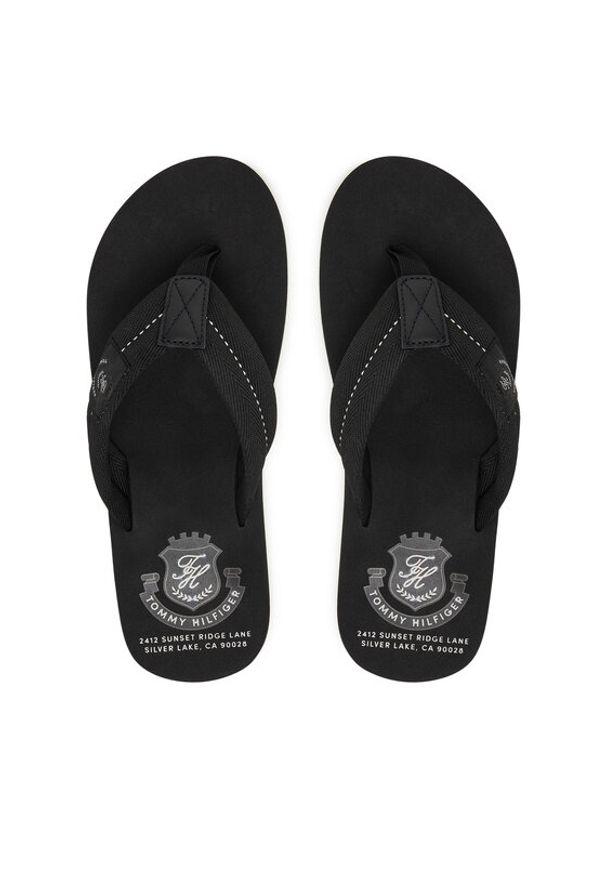 TOMMY HILFIGER - Tommy Hilfiger Japonki Patch Hilfiger Beach Sandal FM0FM05804 Czarny. Kolor: czarny. Materiał: materiał