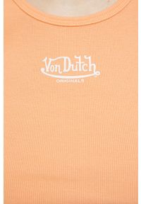 Von Dutch top damski kolor pomarańczowy. Kolor: pomarańczowy. Materiał: materiał, dzianina. Długość rękawa: na ramiączkach #2