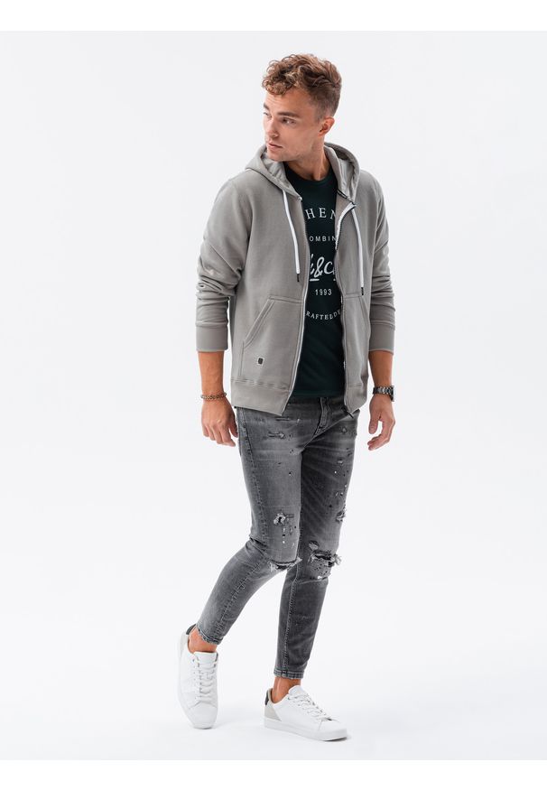 Szara bluza Ombre Clothing klasyczna, z kapturem