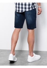 Ombre Clothing - Krótkie spodenki męskie jeansowe z dziurami - ciemnoniebieskie V3 OM-SRDS-0114 - XXL. Kolor: niebieski. Materiał: jeans. Długość: krótkie #2