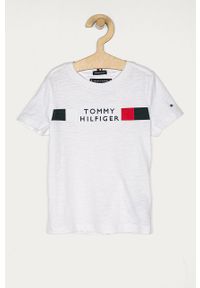 TOMMY HILFIGER - Tommy Hilfiger - T-shirt dziecięcy 98-176 cm. Okazja: na co dzień. Kolor: biały. Materiał: bawełna, materiał, dzianina. Wzór: aplikacja. Styl: casual #1