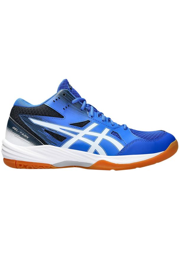 Buty męskie do siatkówki Asics Gel-Task MT3. Kolor: biały, niebieski, wielokolorowy. Materiał: guma, syntetyk, materiał. Sport: siatkówka