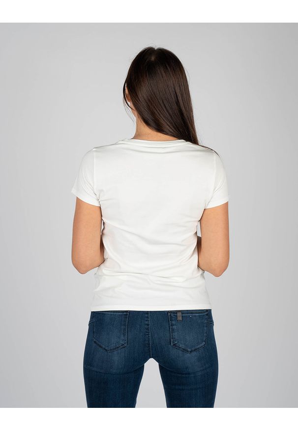 Liu Jo - Liu-Jo T-Shirt | TF1219 J5972 | Kobieta | Beżowy. Kolor: beżowy. Materiał: bawełna, elastan. Wzór: nadruk, aplikacja