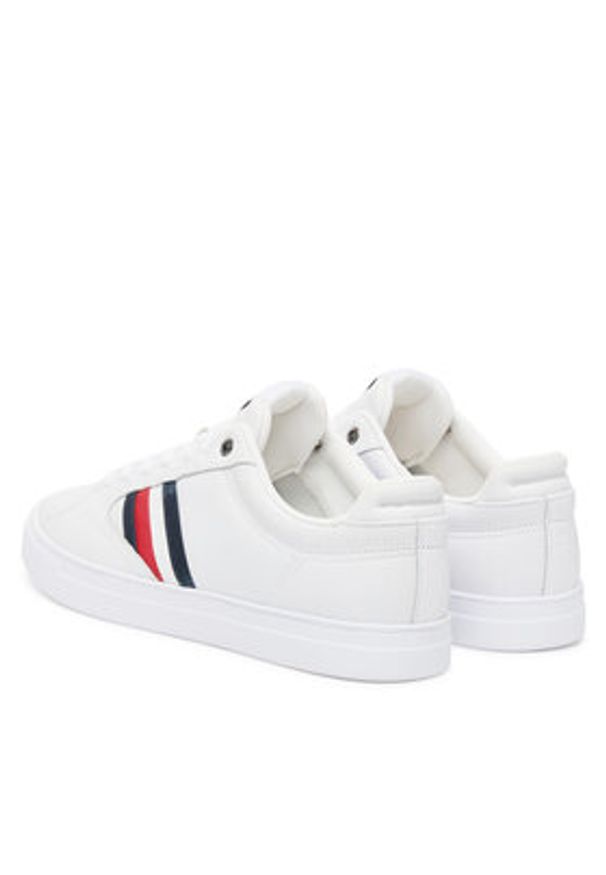 TOMMY HILFIGER - Tommy Hilfiger Sneakersy Icon Court Stripes FM0FM05628 Biały. Kolor: biały. Materiał: skóra