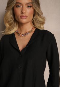 Renee - Czarna Koszula z Regulacją przy Rękawach Ilanelis. Okazja: na co dzień. Kolor: czarny. Materiał: jeans. Styl: casual