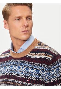 TOMMY HILFIGER - Tommy Hilfiger Sweter MW0MW37026 Brązowy Regular Fit. Kolor: brązowy. Materiał: wełna