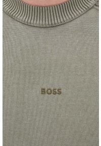 BOSS sweter bawełniany BOSS CASUAL 50465623 męski kolor zielony lekki. Okazja: na co dzień. Kolor: zielony. Materiał: bawełna. Długość rękawa: raglanowy rękaw. Styl: casual #4