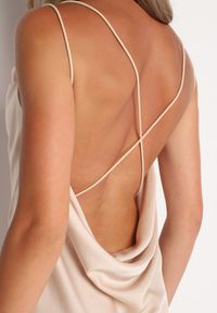 Born2be - Beżowa Sukienka na Cienkich Ramiączkach z Odkrytymi Plecami Napi. Kolor: beżowy. Długość rękawa: na ramiączkach. Typ sukienki: dopasowane. Styl: elegancki #5