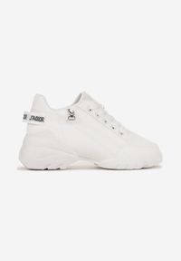 Renee - Białe Sznurowane Sneakersy na Grubej Podeszwie z Suwakami Zazila. Kolor: biały #3