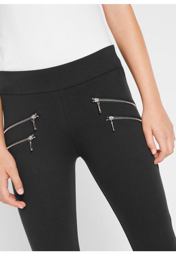 bonprix - Spodnie ze stretchem z elastycznego materiału z bawełną organiczną. Kolor: czarny. Materiał: bawełna, materiał