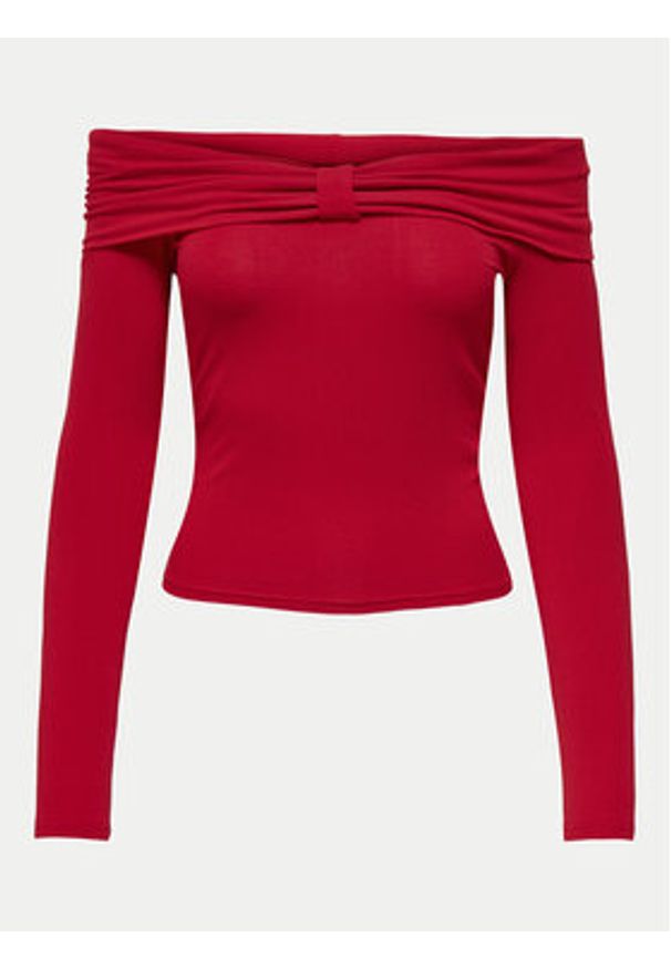 only - ONLY Bluzka Fayola 15339435 Czerwony Slim Fit. Kolor: czerwony. Materiał: wiskoza
