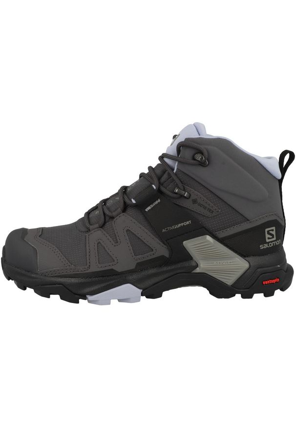 salomon - Buty trekkingowe damskie Salomon X Ultra 4 Mid Gtx W. Wysokość cholewki: za kostkę. Zapięcie: sznurówki. Kolor: szary. Materiał: materiał. Szerokość cholewki: normalna