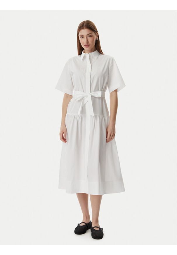 Karl Lagerfeld - KARL LAGERFELD Sukienka koszulowa B2W13017 Biały Regular Fit. Typ kołnierza: dekolt w karo. Kolor: biały. Materiał: bawełna. Typ sukienki: koszulowe