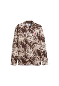 Puma - Męska bluza przedmeczowa FC St. Pauli z zamkiem 1/4 PUMA. Kolor: wielokolorowy, biały, brązowy. Sport: piłka nożna