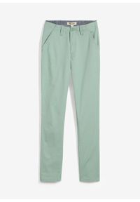 bonprix - Spodnie chino z bawełny ze stretchem, Slim Fit. Kolor: zielony. Materiał: bawełna