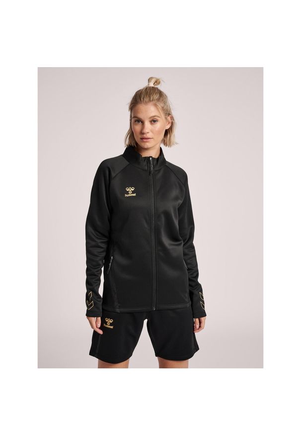 Bluza do piłki ręcznej damska Hummel Cima XK zapinana na zamek. Kolor: czarny. Materiał: dresówka. Sport: piłka ręczna