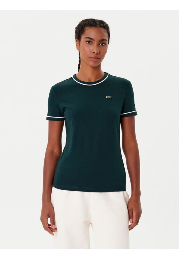 Lacoste T-Shirt TF5289 Zielony Slim Fit. Kolor: zielony. Materiał: bawełna