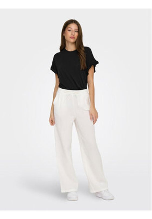 only - ONLY Spodnie dzianinowe Thyra 15296375 Biały Comfort Fit. Kolor: biały. Materiał: bawełna
