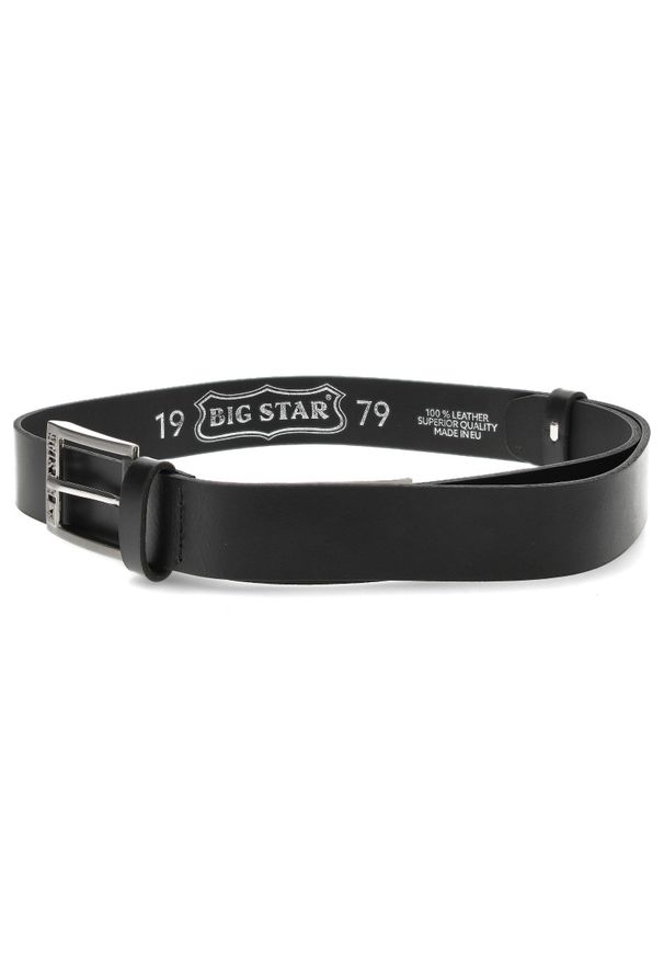 Big-Star - Czarny Elegancki Męski Pasek Big Star 95. Kolor: czarny. Materiał: materiał. Styl: elegancki