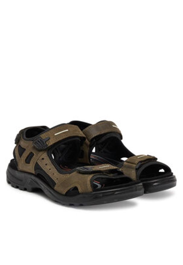 ecco - ECCO Sandały 06956455894 Khaki. Kolor: brązowy. Materiał: skóra, nubuk