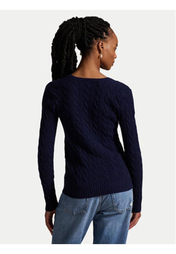 Polo Ralph Lauren Sweter 211971866003 Granatowy Slim Fit. Typ kołnierza: polo. Kolor: niebieski. Materiał: wełna