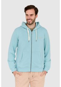 Guess - GUESS Turkusowa męska bluza rozpinana slim fit, Rozmiar XXL. Typ kołnierza: kaptur. Kolor: niebieski