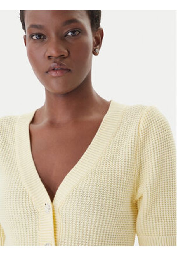 Morgan Kardigan 261-MYRTILE Żółty Slim Fit. Kolor: żółty. Materiał: bawełna