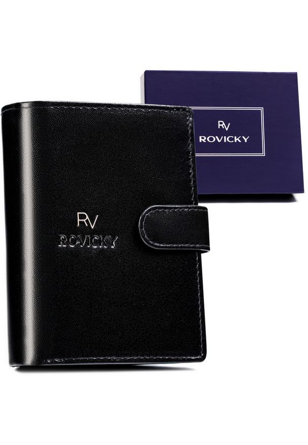 ROVICKY - Portfel skórzany Rovicky RV-7680272-IL-L-BCA czarny. Kolor: czarny. Materiał: skóra
