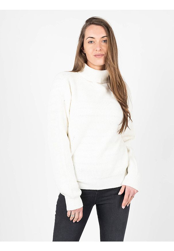 Silvian Heach Sweter | CVA22045LU | Kobieta | Kremowy. Typ kołnierza: golf. Kolor: kremowy. Materiał: akryl, wełna, wiskoza, nylon, poliester. Wzór: ze splotem