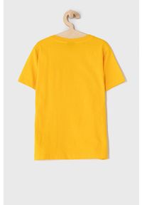 Champion T-shirt dziecięcy kolor żółty z aplikacją. Okazja: na co dzień. Kolor: żółty. Materiał: dzianina. Wzór: aplikacja. Styl: casual #3