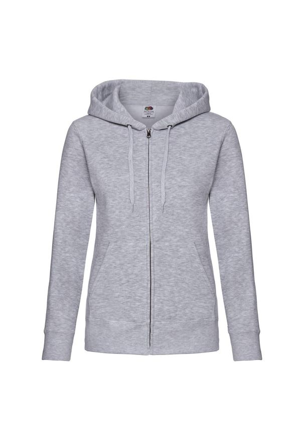 FRUIT OF THE LOOM - Kurtka Dresowa Z Kapturem Lady Fit Dla Kobiet. Typ kołnierza: kaptur. Kolor: szary. Materiał: dresówka