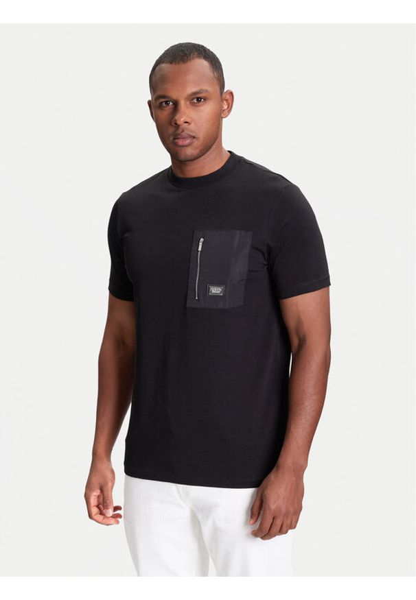 Karl Lagerfeld - KARL LAGERFELD T-Shirt 755046 553235 Czarny Regular Fit. Typ kołnierza: dekolt w karo. Kolor: czarny. Materiał: bawełna
