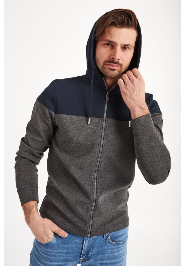 BLUZA SANDRINO JOOP!. Typ kołnierza: kaptur. Wzór: melanż, aplikacja