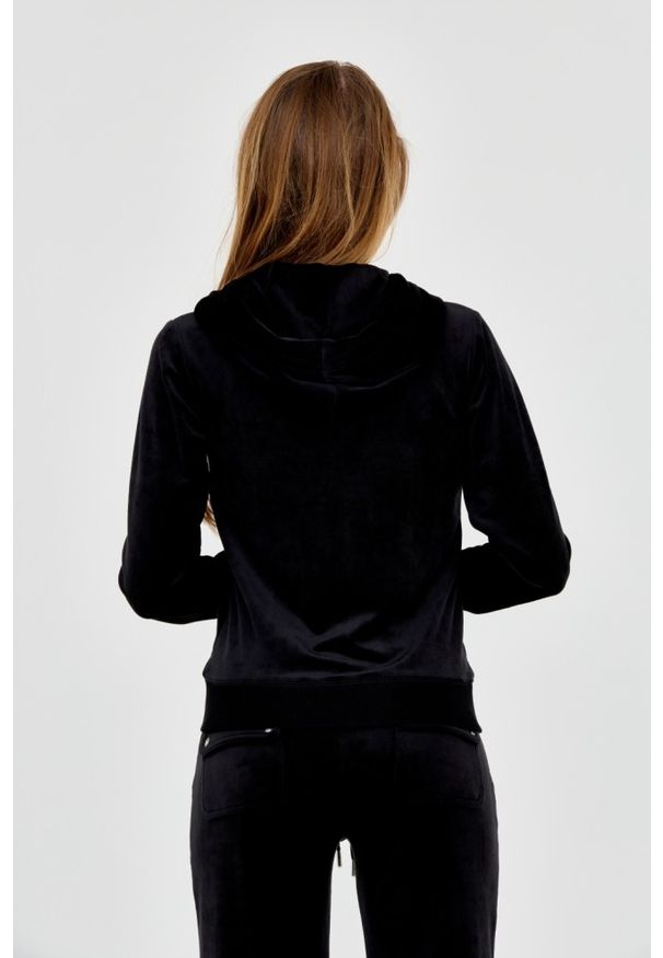 Juicy Couture - JUICY COUTURE Czarna bluza Robertson Hoodie. Typ kołnierza: kaptur. Kolor: czarny