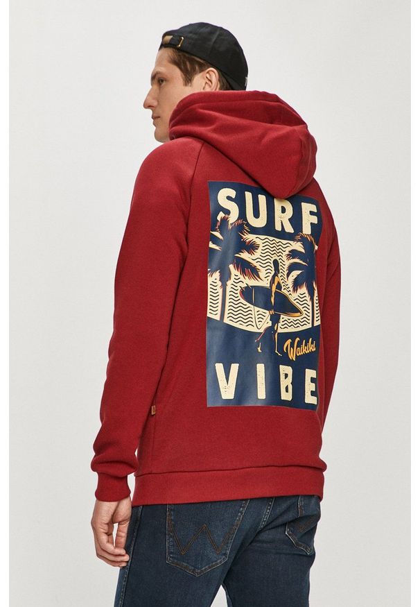 Waikiki Vibe - Bluza. Okazja: na co dzień. Typ kołnierza: kaptur. Kolor: czerwony. Materiał: dzianina. Wzór: nadruk. Styl: casual