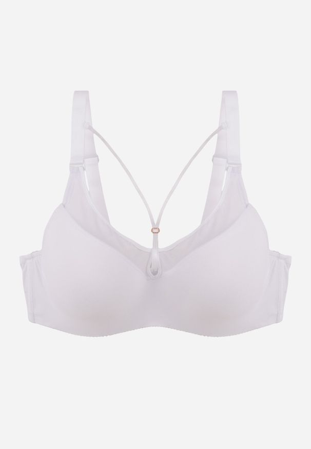 Born2be - Biały Biustonosz z Ozdobną Siateczką i Paseczkami przy Dekolcie Anesa. Kolor: biały