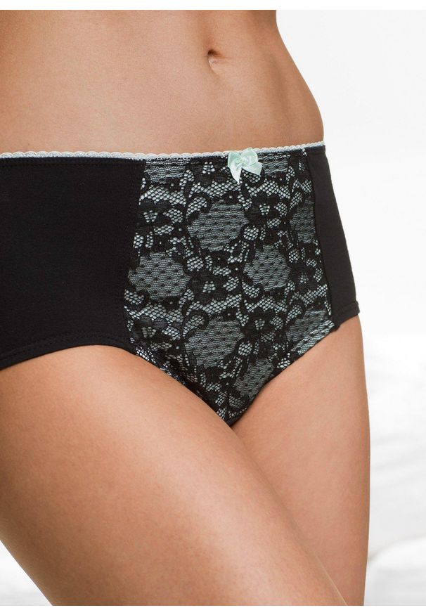 bonprix - Figi maxi z bawełną organiczną (4 pary). Kolor: czarny. Materiał: bawełna. Wzór: gładki