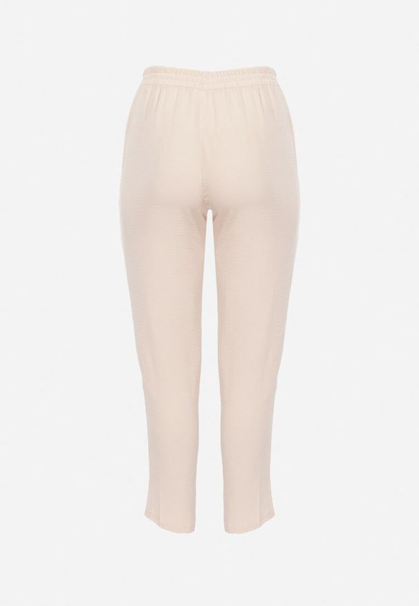 Born2be - Jasnobeżowe Casualowe Spodnie z Elastyczną Gumką w Pasie z Wsuwanymi Kieszeniami Mousesa. Okazja: na co dzień. Kolor: beżowy. Styl: casual