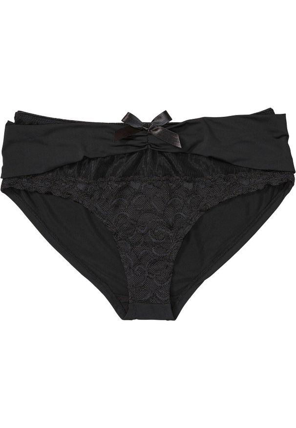 bonprix - Figi panty z poliamidu z recyklingu. Kolor: czarny. Materiał: poliamid, bawełna, koronka. Wzór: koronka
